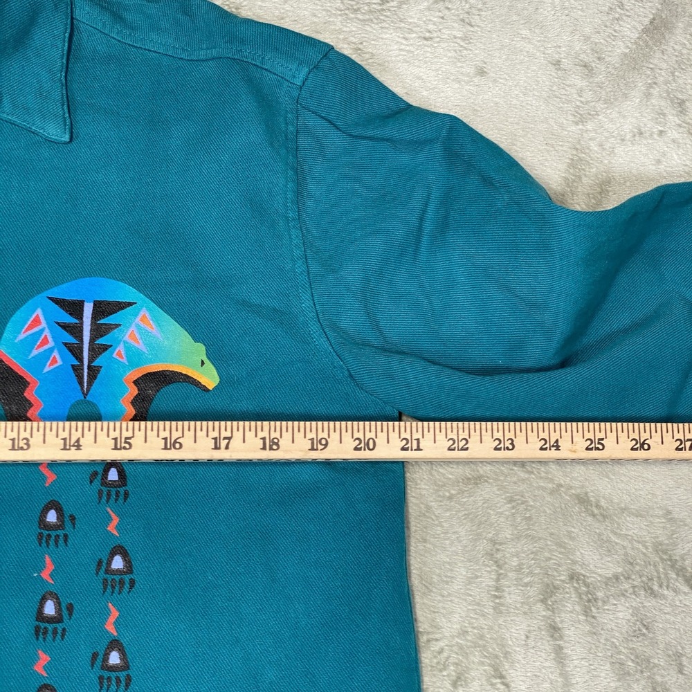 Vintage By Taylor Shirt Mens XS Southwestern Bear Graphic Button Up Long Sleeve - Picture 5 of 9